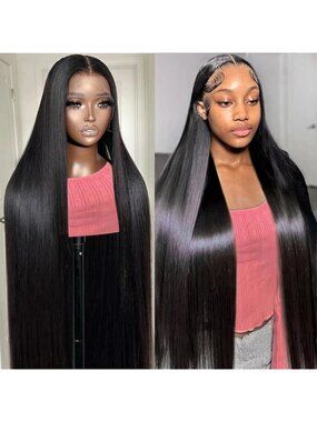 13x6 Lace Front Wigs Human Hair 200 Density Straight Wig 30 Inch